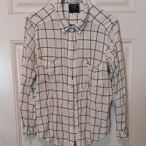 Banana Republic White and Black Grid Shirt